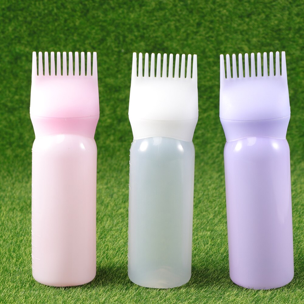 Botella de tinte de pelo peine aplicador, dosificador con escala graduada, coloración del cabello en salón, color blanco y morado, 3 uds.: Default Title