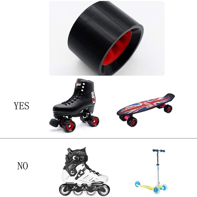 4Pcs Indoor Roller Skate Wheels 95A with Bearings 58mmx39mm PU Wear-Resistant Quad Roller Skate Wheels with 1 Wrench