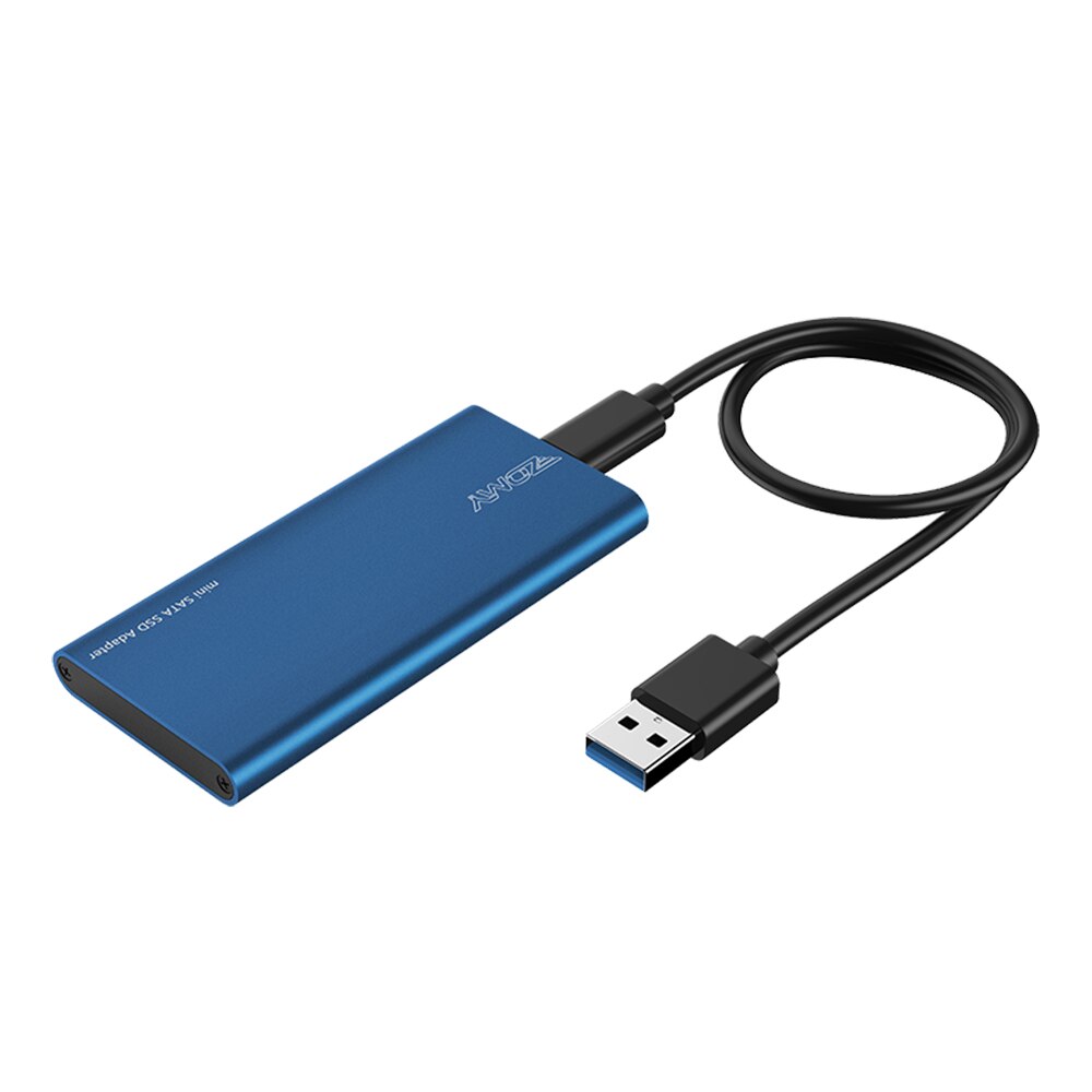 ZOMY mSATA Solid State Drives Aluminum 10Gbps SSD 1TB Portable Hard Disk 64G 128G 256GmSATA to USB 3.1 Type-c Laptop Solid State: Blue