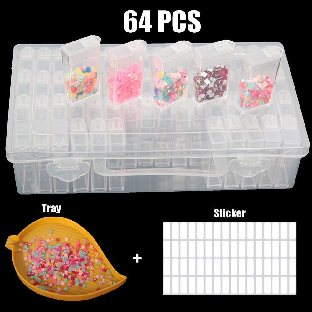 Caja organizadora de almacenamiento para pintura de diamantes, contenedor de cuentas, accesorios, herramientas, piedras, 56/64 piezas