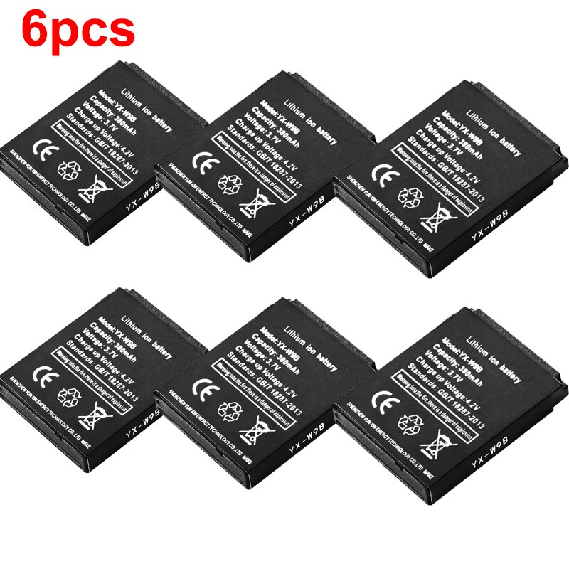 3,7 V recargable de Li-Ion batería de polímero para el reloj inteligente HLX-S1 DJ-09 AB-S1 M9 FYM-M9 JJY-S1 DZ09 QW09 W8 A1 V8 X6 LQ-S1 batería: 6pcs