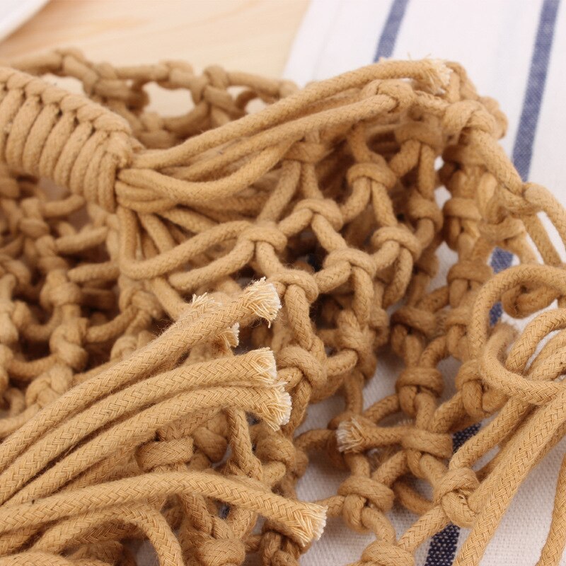 Sac de plage en fil de coton tissé à la main, nouvelle série de fils de coton de Style Mori de poche en filet de couleur Pure, sac de plage de