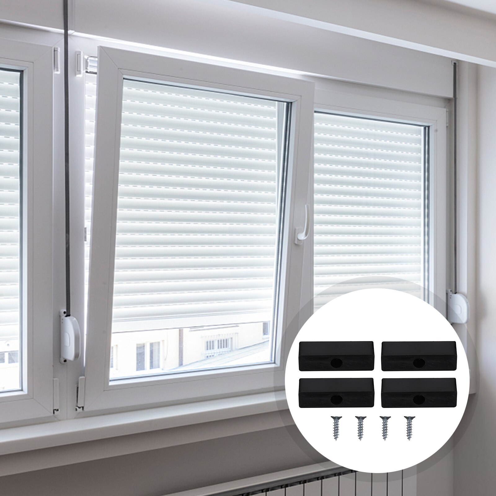 4pcs Window Plastic Anti-collision Buffer Block Protection Window Lock