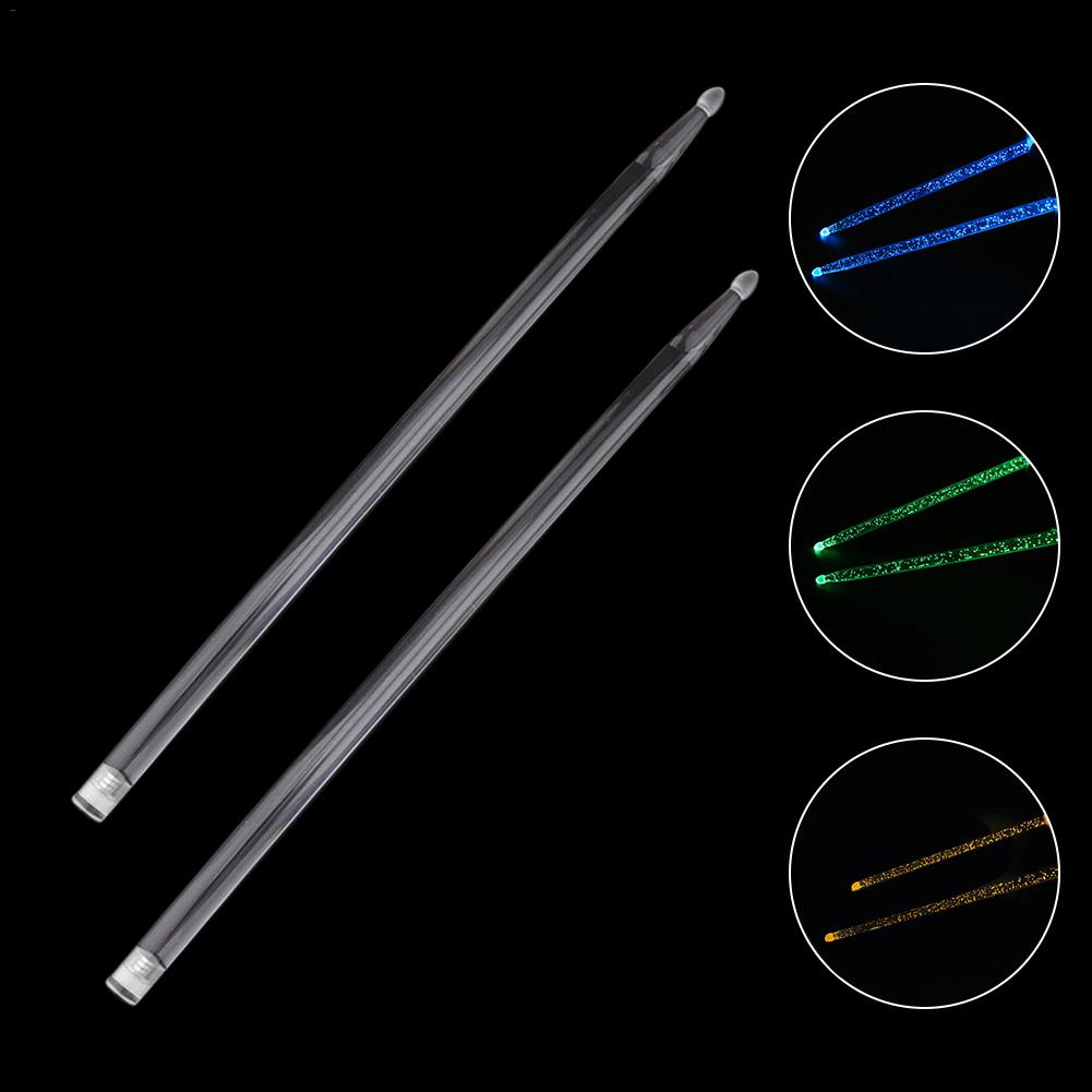 Luminous Drumsticks A Pair of Acrylic Drumstick Bright LED Light Up Drumsticks Blue Green Yellow