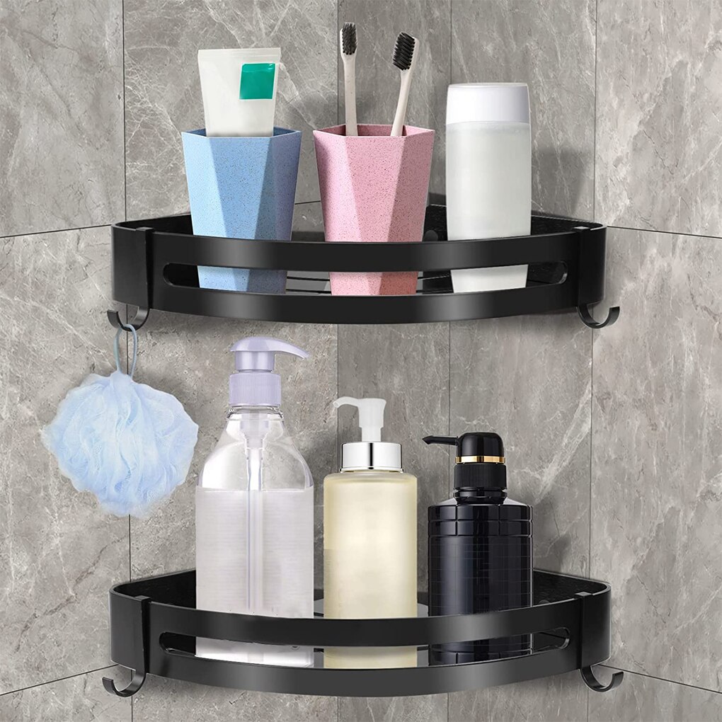 Aluminum Bathroom Shelf Shower Shelves No-drill Wall Mount Shower Storage Rack Corner Shelf Bathroom Accessories