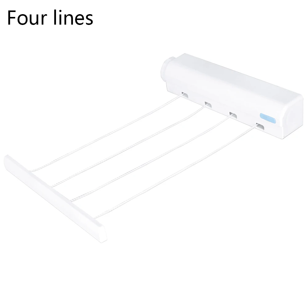 Veer Automatische Intrekbare Vier Of Vijf Lijnen Waslijn Droogrek Handdoek Met Haken Flexibele Washanger: WHITE