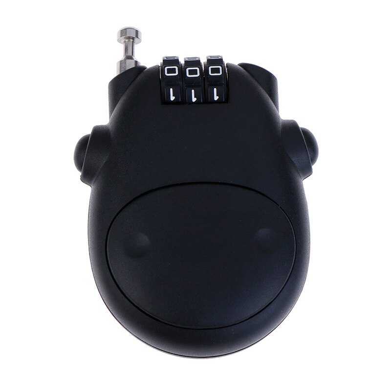 1Pc Cartoon Koe Wachtwoord Hangslot Bagage Metalen Slot Intrekbare Bike Motorhelm Lock Zwart Zilver: Black