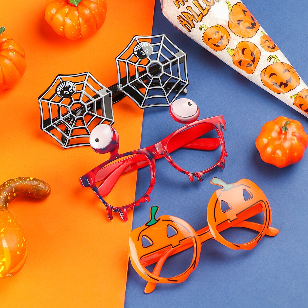 Masquerade Party Halloween Glasses Funny Pumpkin Skull Spider Web Glasses Scary Eyeball Halloween Decorations Glasses