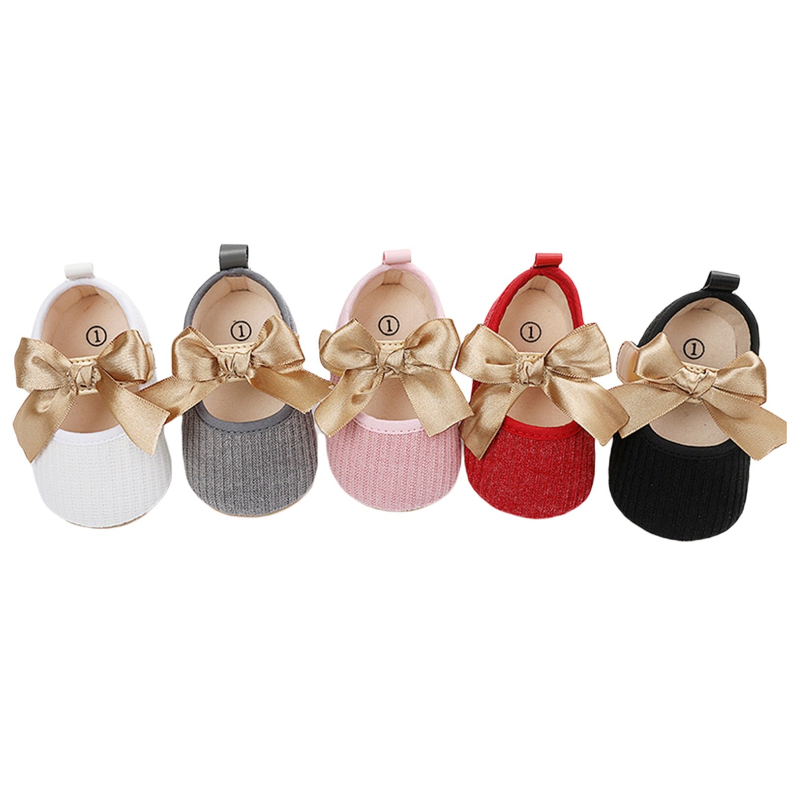 Newborn Princess Bowknot Shoes, Infant Hollow Out Prewalker with Hook and Loop (White, Grey, Pink, Red, Black)