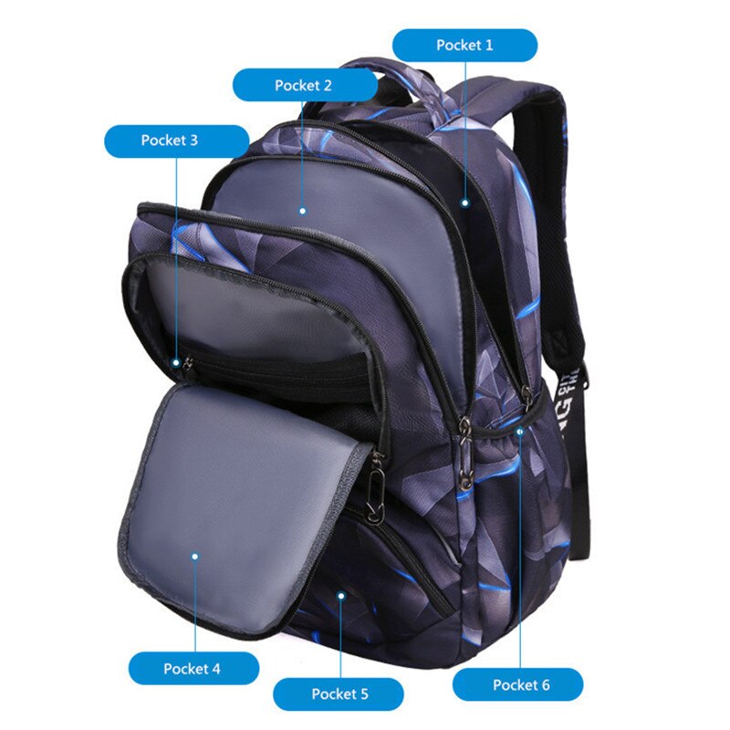 Fengdong Hoge Schooltassen Voor Tiener Jongens Lichtgevende Rugzak Tiener Meisje Boek Bag Pack Student Waterdichte Grote Schooltas Pen Zak
