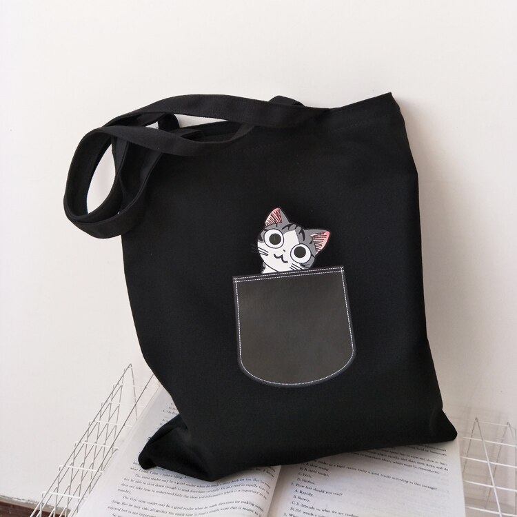 For Women Large capacity Ladies Canvas Shoulder Bags Shopping Bag Tote Crossbody Bags Purses Casual Handbag Eco Shopper sac: A1 black