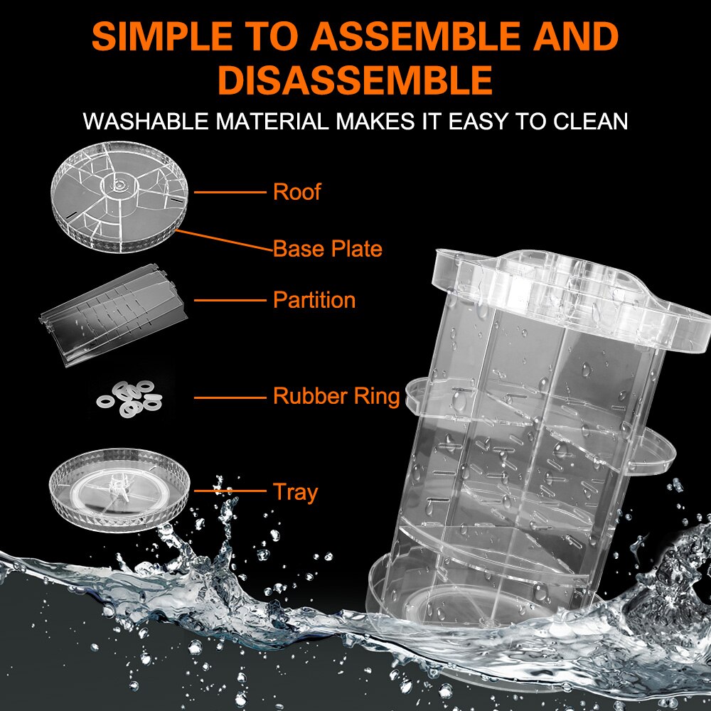 Rotating Makeup Organizer Detachable Cosmetic Storage Box Transparent Acrylic 360 Degree Rotation Multi-Function Rack