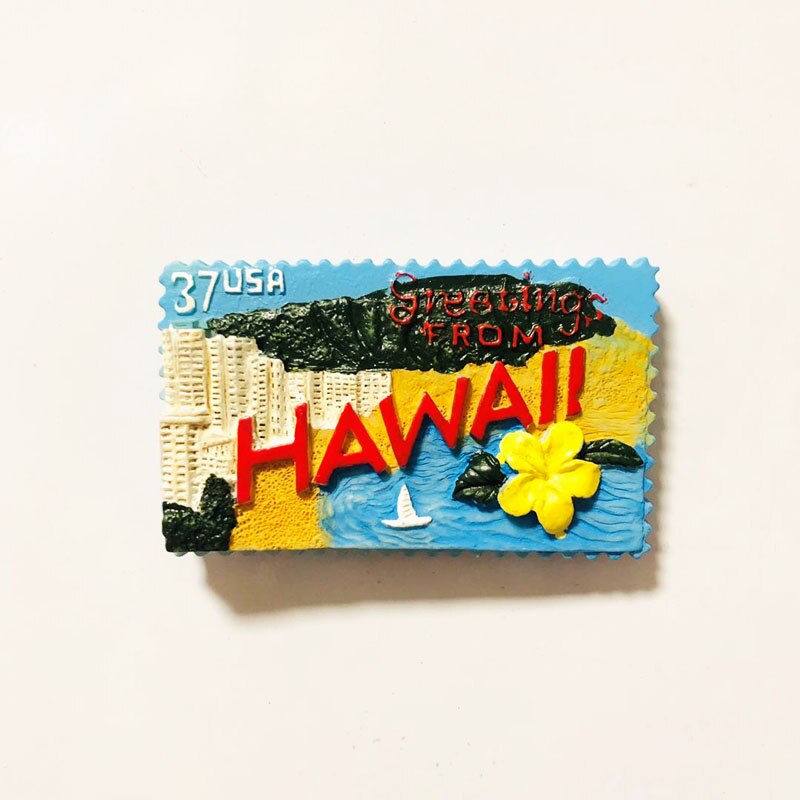 Imanes de nevera de Ibiza, Benldorm, Hawaii, Sevilla, ventilador de flores, pegatina magnética para nevera, recuerdo de viaje mundial: Hawaii 3