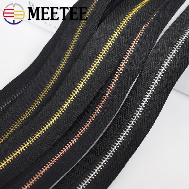 2Yards Eco-friendly 3# Metal Zipper For Sewing DIY Zipper Repair Clothes Zippers Sports Coat Bag Garment Clothes Accessories