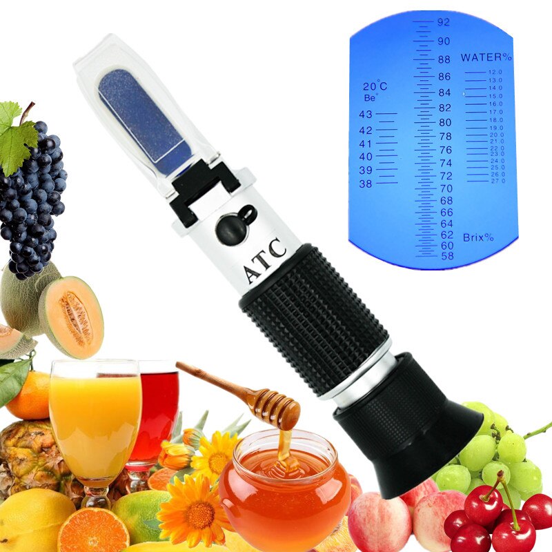 Hand held Brix Be Water 3 in 1 Honey Refractometer 58~90% brix for syrup controlling concentrations with ATC 30% OFF