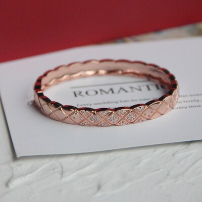 Ouro rosa pulseira de corte de moda grão cor de ouro rosa/cor prata/cor do ouro pulseira de aço inoxidável: wide rose stones