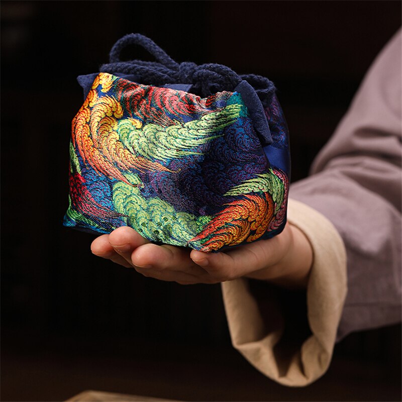 Verdikte Geweven Katoen Satijn Theekopje Zak Chinese Handgemaakte Tas Draagbare Opbergtas Doek Tas Reizen Theepot Tas Thee Set Zak