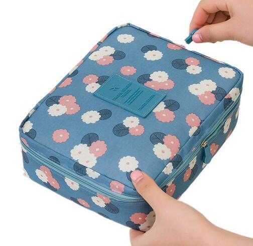 Women Cosmetic bag Makeup bag Case Make Up Organizer Toiletry Storage Neceser Rushed Floral Nylon Zipper Travel Wash pouch: K