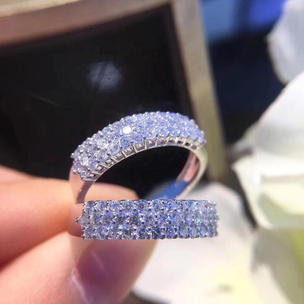 Moda donna abbagliante tre file bianco AAA Cubic Zirconia sottile anello di barretta per le donne di fidanzamento Wedding Band anello di alta qualità