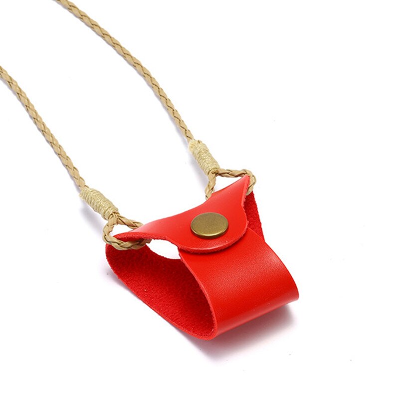 Hangende nekclip brillen tassen dames heren draagbare etui leren brillenkoord schattige beschermhoes: Rood