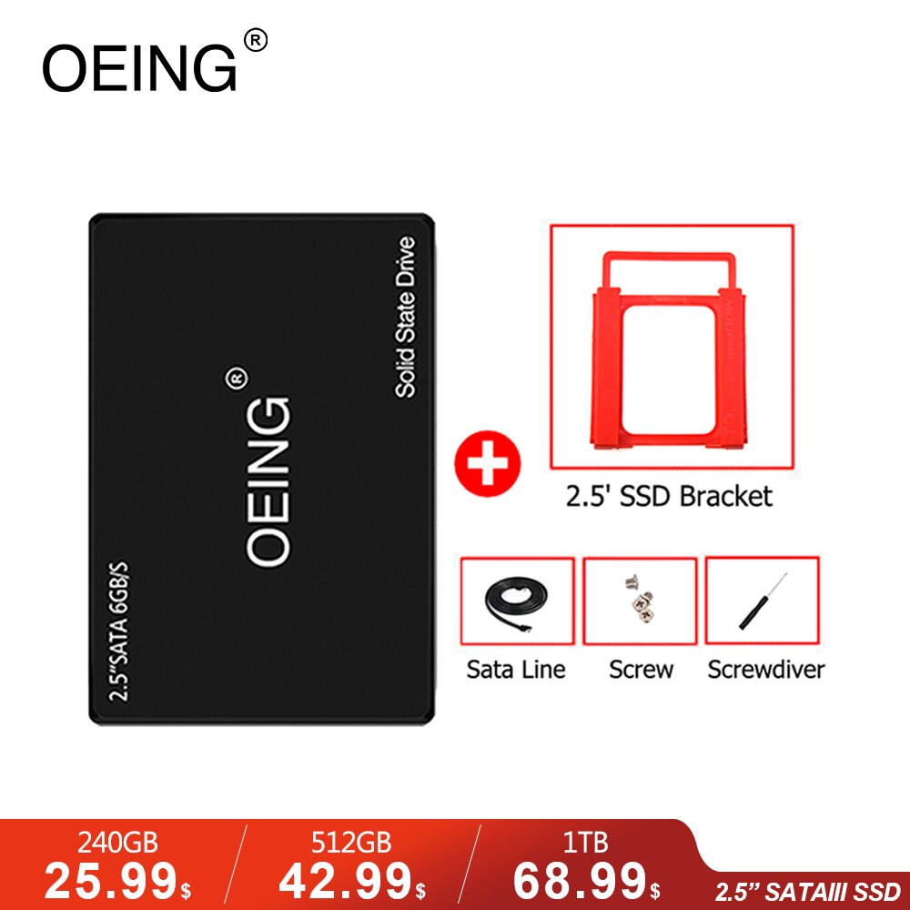 OEING czarny SSD 2.5 &quot;wewnętrzna 120GB 128GB 240GB 256GB 360GB wewnętrzny twardy napęd dysku HDD 1TB 64GB 480GB 512GB