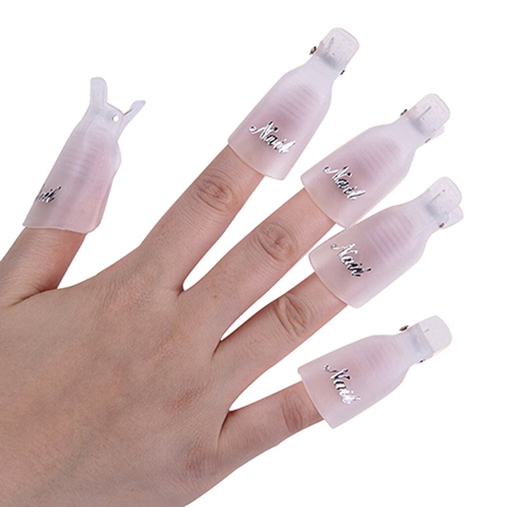 10x Herbruikbare Nail Art Soak Off Uv Gel Polish Clip Remover Wrap Cap Manicure Kit: Light Grey