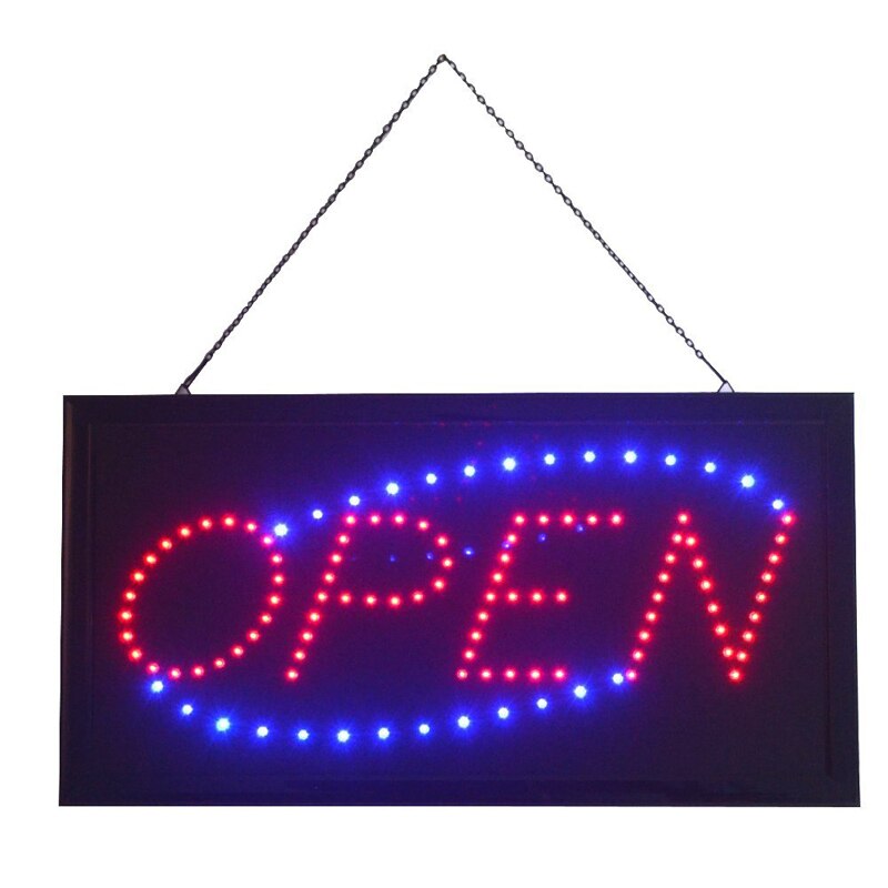 19 " x10 " led åben butiksskilt neon udstillingsvindue hængende lys, led skilt belyst skilt