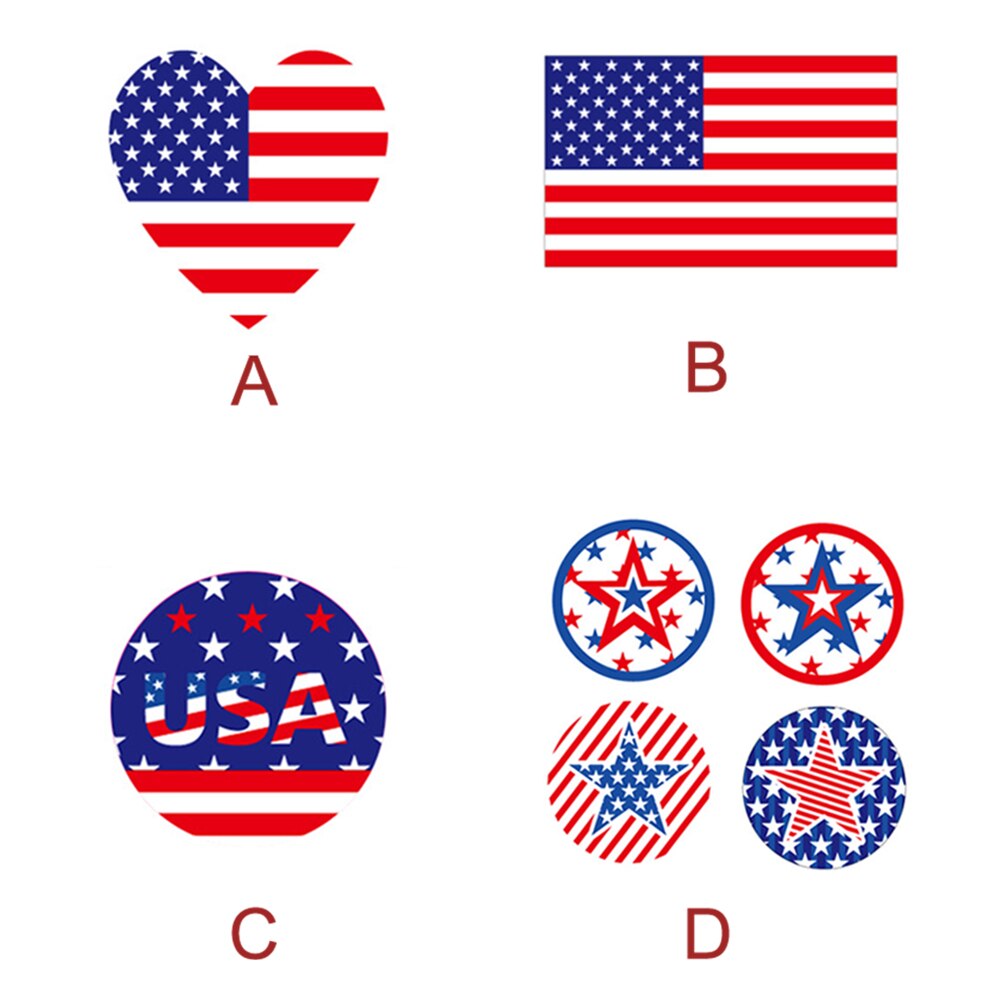 500 Uds./rollo PVC impermeable ee.uu. pegatina Universal Día de la Independencia Americana autoadhesiva decoración hogar práctica celebración