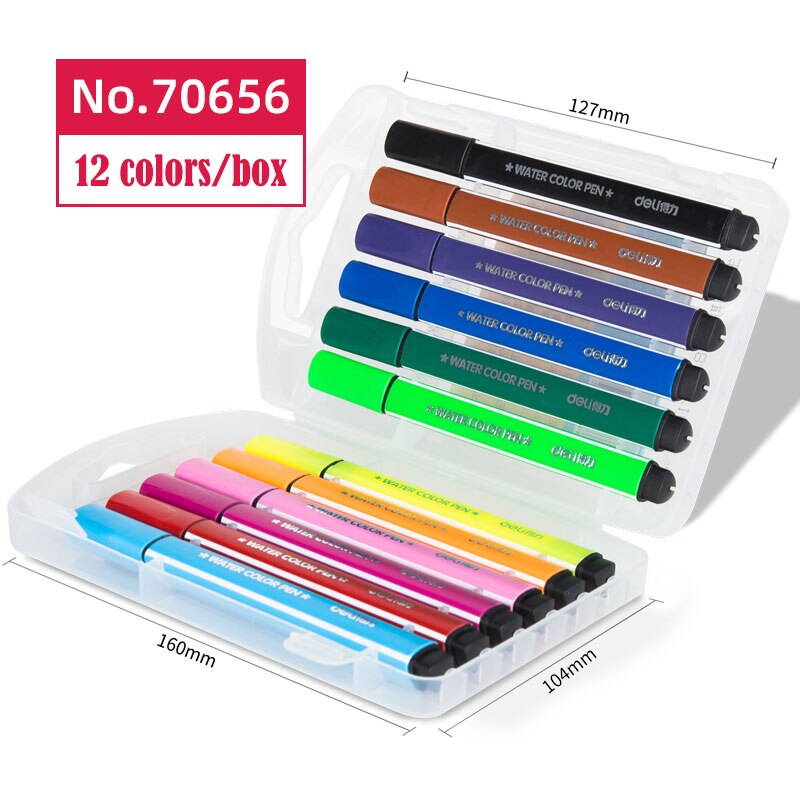 Deli Briefpapier Wasbare Markers Tekening Schilderen Kunst Levert Aquarel Pen Set Voor Kids: 12colors-70656