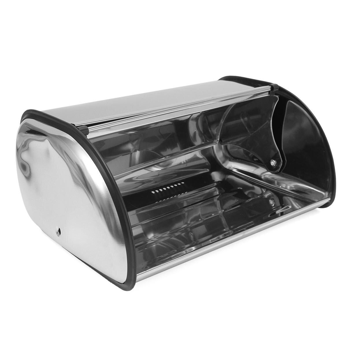 Stainless Steel Roll Top Bread Box Storage Bin Keeper Food Storage Container Kitchen Pastry Bread Baking Holder Kitchen Supplies