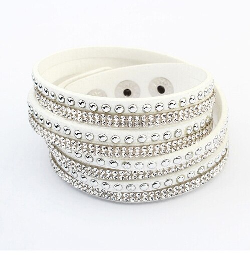 F&U Famous Brand Bracelets Crystal Rivet Multilayers Bracelets Little Swan Brand Different Color Bracelets for Women: White