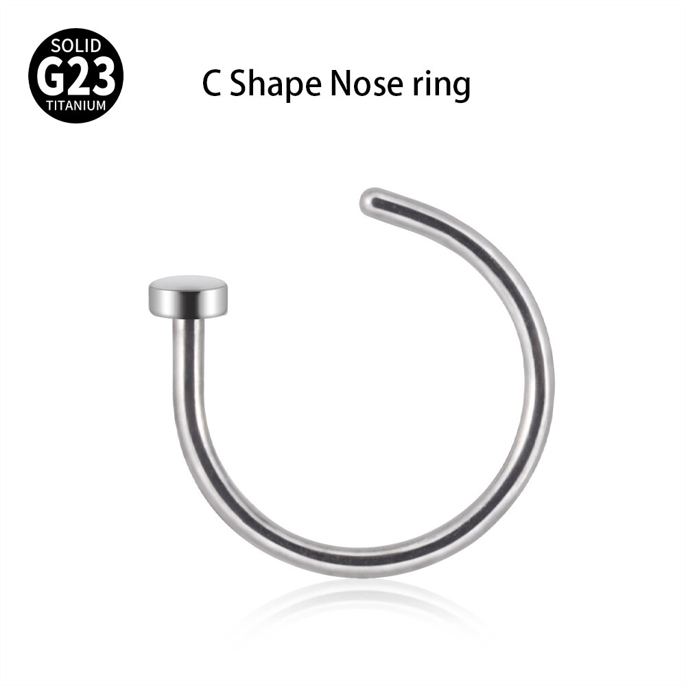 1pc g23 titanium c form næse læbe ring ringe piercing d-form næsebor næse stud krop smykker 20g: C-form / 20g 0.8 x 10mm