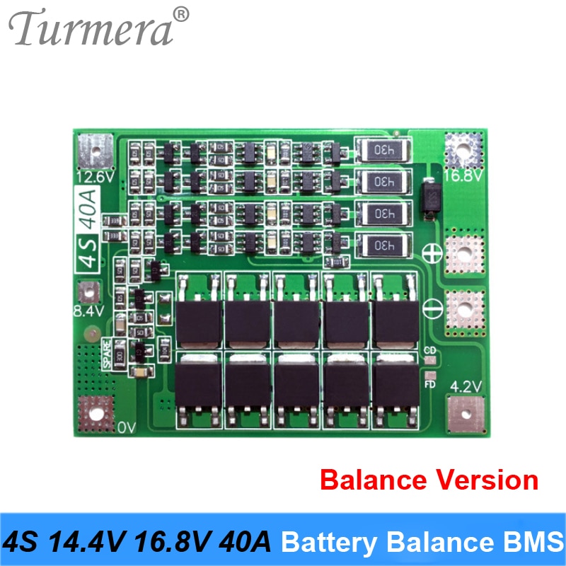 Turmera 4S 40A Evenwichtige Bms 14.4V 16.8V 18650 21700 26650 Lithium Batterij Protected Board Voor Schroevendraaier Boor en Koplamp Gebruik: Default Title