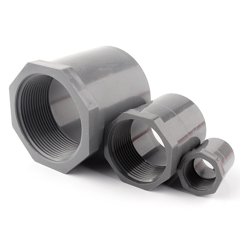 Conectores Rectos de PVC de 20/25/32/40/50/63mm, conectores hembra de rosca, juntas de tubo de suministro de agua de riego para acuario y jardín, 1 ~ 5 piezas