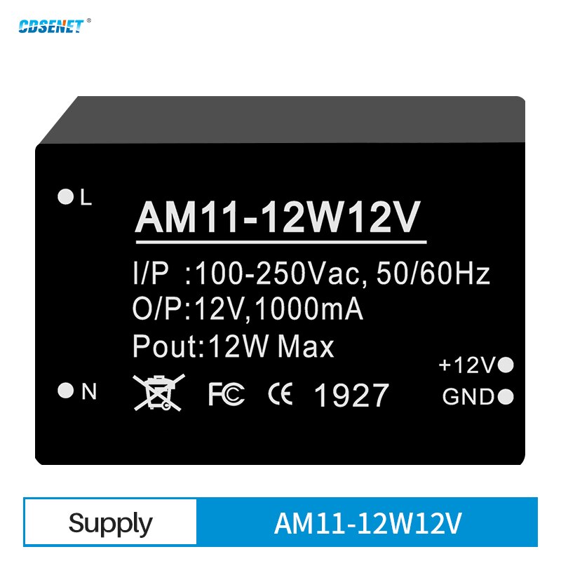 AC-DC Buck Power Supply Module CDSENET AM11-12W12V 12W AC 100-250V DC12V/1.0A Low Power High Stability