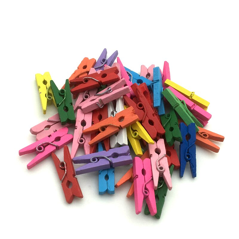 Clips de madera grandes para decoración de ropa, Clips coloridos de tres tamaños, 25/30/35mm, para fotos y paredes, 50/75/100 Uds.