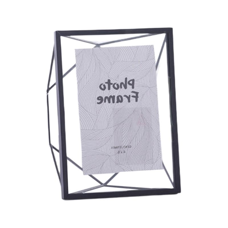 Simple Nordic Metal Photo Frame Wrought Iron Painting Picture Poster Bracket Ornaments DIY Family Decorative Y5JC: Black / 4 inch