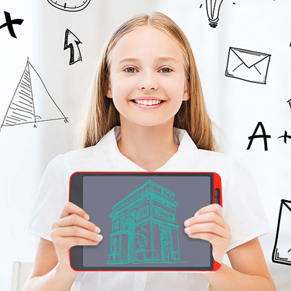 Tablet eletrônico de 12 polegadas, tablet eletrônico lcd com antiqueda para escrita e desenho, placa de notas para criança