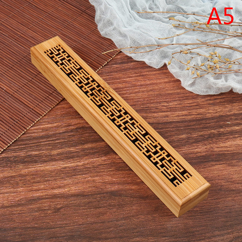 1pc Bambus Holz Räucherstäbchen Halfter Brennen Joss Räucherei Kasten Brenner Asche Fänger: Lila
