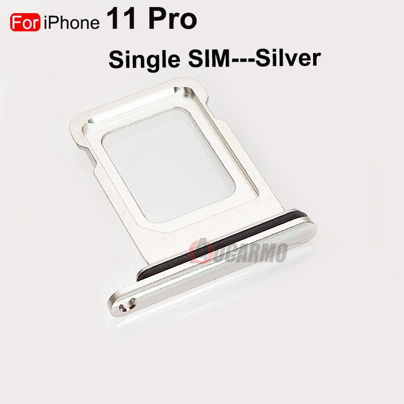 Aocarmo 10 sztuk/partia podwójna karta Sim dla iPhone 11 zawodowiec pojedyncze gniazdo karty SIM taca uchwyt adapter gniazdo części zamienne: 10szt -pojedynczy-srebro