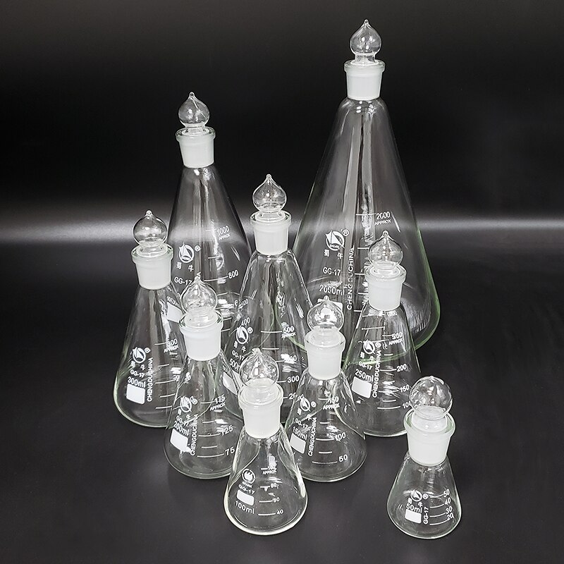 50-10000ml Glass conical flask with cap Glass Erlenmeyer Flask glass for laboratory triangle flask Boro 3.3 glass
