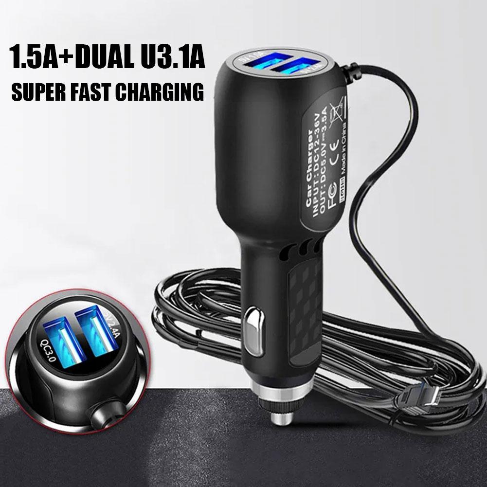 Cable de carga DVR de 12V para cámara de salpicadero de coche, Mini Cable USB de 3,5 M, fuente de alimentación para DVR, GPS