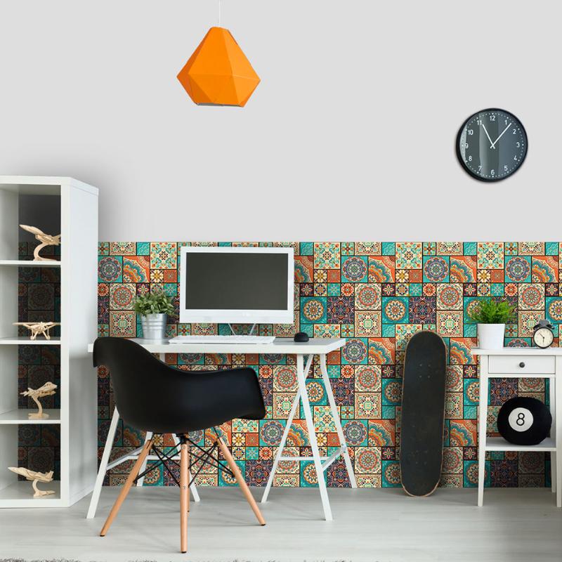 Imitación de cuero 3D flor en forma de pared azulejos adhesivos impermeable auto-adhesivo cocina baño Baño suelo calcomanías decoración del hogar