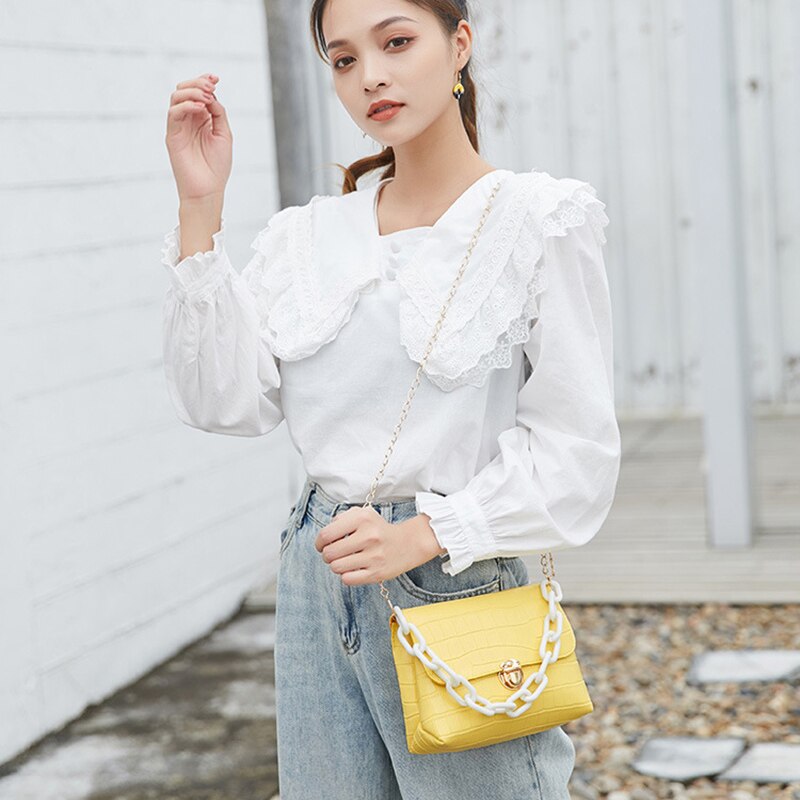 Lässige kleine schultertaschen mit alligatormuster für damen, große ketten, Bote-Tasche, handtasche, crossbody-handtasche, süßes täschchen
