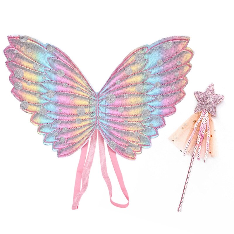 Nette freundlicher Kostümich Leistung Requisiten Gradienten Farbe Schmetterling Prinzessin Engel FlüGel Gebühr Stock freundlicher Kleid hoch Spielen Spielzeug