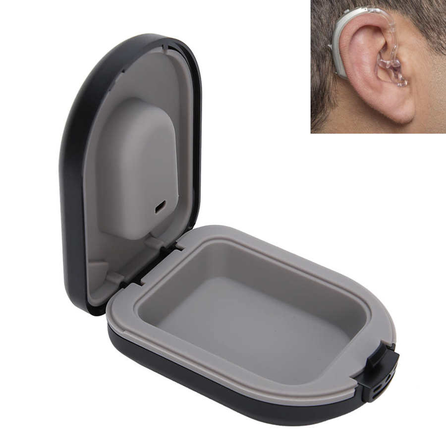 Øre renere beholder bag øret høreapparat etui vandtæt bærbar modstand høreapparat opbevaringsboks sort ørepleje