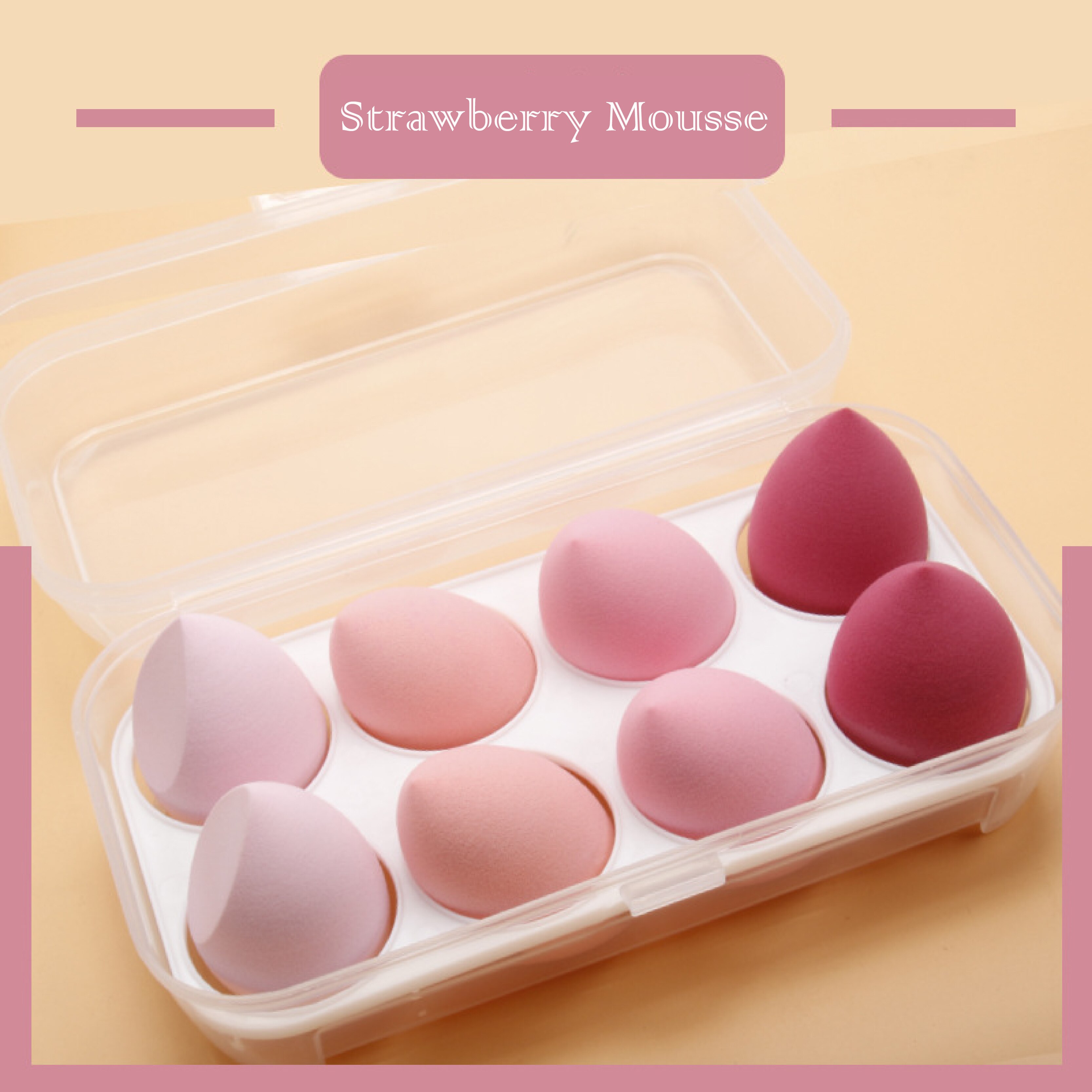 4/8pcs Beauty Egg Gourd Water Puff Makeup Egg Colorful Cushion Cosmestic Sponge Puff Wet and Dry Use Beauty Tool Set: Pink 8pcs