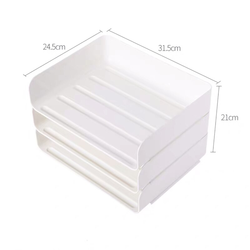 MINKYS 3pcs ABS Multi Storey Stackable Office Desktop Folder Storage Box A4 Paper Organizer Stationery Accessories: Default Title