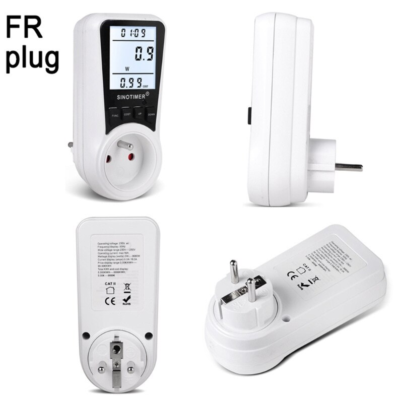Electricity Usage Monitor Power Meter Plug Digital LCD Display Energy Meter Plug Volt Amps Watt kWh Consumption Analyzer