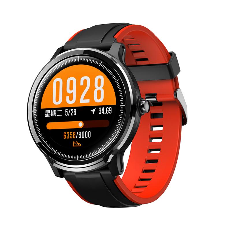 SN80 Smart Watch IP68 Waterdichte Full Touch Smart Watch Hartslag Display Bloeddruk Fitness Track Sport: Black red